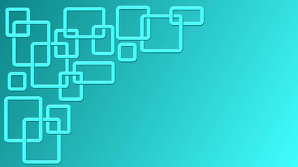 Poster - Modern design of graphic elements in turquoise color - rectangle frames arranged in ornament structure on background with gradient - space for your text - 3D Illustration