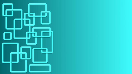 Poster - Modern design of graphic elements in turquoise color - rectangle frames arranged in ornament structure on background with gradient - space for your text - 3D Illustration