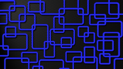 Poster - Modern design of graphic elements - blue rectangle frames arranged in ornament structure on carbon background - 3D Illustration