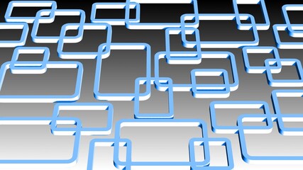 Poster - Modern design of graphic elements - blue rectangle frames arranged in ornament structure on gray background with gradient - 3D Illustration