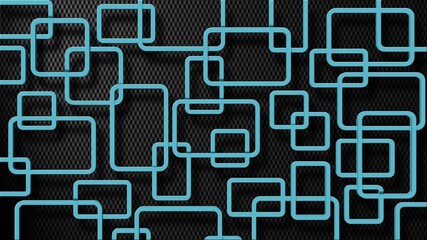 Poster - Modern design of graphic elements - turquoise rectangle frames arranged in ornament structure on carbon background - 3D Illustration