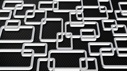 Poster - Modern design of graphic elements - white rectangle frames arranged in ornament structure on carbon background - 3D Illustration