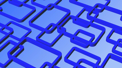 Poster - Modern design of graphic elements in blue color - rectangle frames arranged in ornament structure - 3D Illustration
