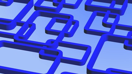 Poster - Modern design of graphic elements in blue color - rectangle frames arranged in ornament structure - 3D Illustration
