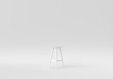 Fototapeta Paryż - White modern bar stool on white background. minimal concept idea. monochrome. 3d render.