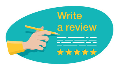 Wall Mural - Write a Review banner - motivation for byer