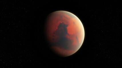 Wall Mural - Planet Mars rotating in space and zoom camera