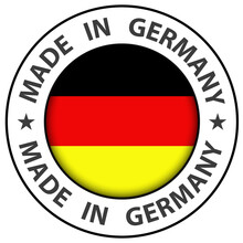 Made In Germany Icon, Circle Button, Vector Illustration.