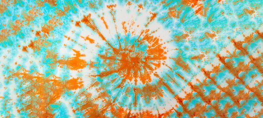 Aufkleber - Abstract colorful blue orange  ( complimentary colors ) art design batik spiral swirl technology tie dye pattern textile texture background banner 