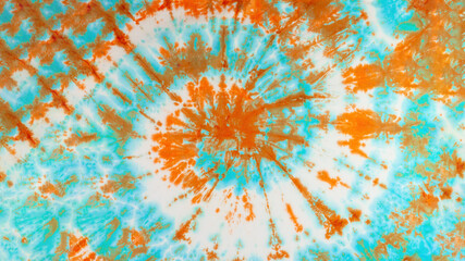 Aufkleber - Abstract colorful blue orange ( complimentary colors ) art design batik spiral swirl technology tie dye pattern textile texture background banner	