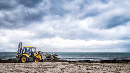 bulldozer on the beach