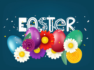Poster - Happy Easter greeting vector card