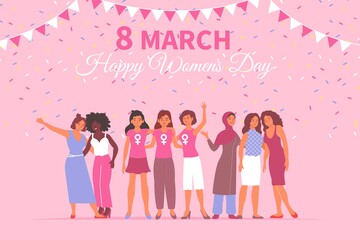 Sticker - Flat Womens Day Card