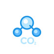 co2 molecule, carbon dioxide icon isolated on white