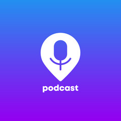 Canvas Print - podcast logo icon with pin marker