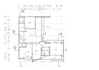 Fototapete - Write a blueprint architecture for building.