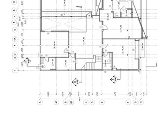 Fototapete - Write a blueprint architecture for building.