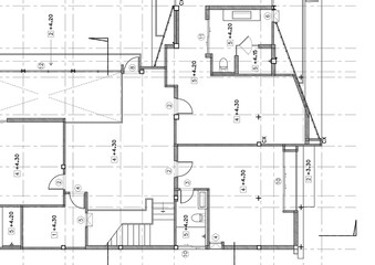 Fototapete - Write a blueprint architecture for building.