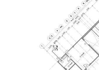 Fototapete - Write a blueprint architecture for building.