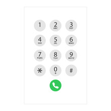 Smartphone Dial Keypad Design. Keyboard Template In Touchscreen Device. User Keypad With Numbers And Letters For Phone. Keypad On Smartphone Screen. Mobile Phone Numbers Panel. Vector Illustration.
