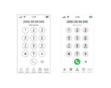 Smartphone Dial Keypad Design. Keyboard Template In Touchscreen Device. User Keypad With Numbers And Letters For Phone. Keypad On Smartphone Screen. Mobile Phone Numbers Panel. Vector Illustration.