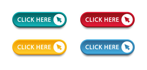 click here button with arrow pointer clicking icon. click here vector web button. web button with ac