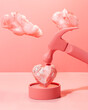 Pink hammer smashing candy heart Valentine's Day