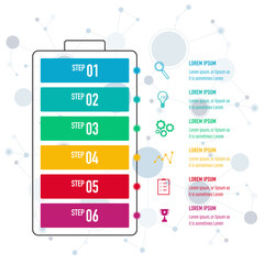 Fototapete - Infographics design vector and business icons with 6 options for presentation and web site