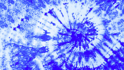 Poster - Abstract colorful blue indigo white art design batik spiral swirl shibori technology tie dye pattern textile texture background banner