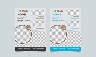 Wall Mural - real estate flyer design template, creative home for sale flyer, color a4 print ready flyer