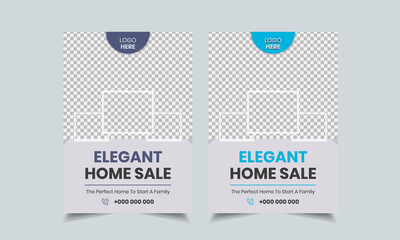Wall Mural - real estate flyer design template, creative home for sale flyer, color a4 print ready flyer