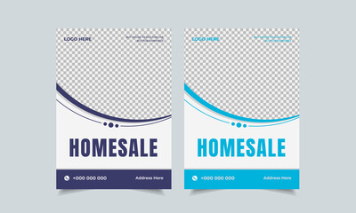 Wall Mural - real estate flyer design template, creative home for sale flyer, color a4 print ready flyer