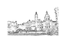 Building  View With Landmark Of Valencia Is The
City In Spain. Hand Drawn Sketch Illustration In Vector.