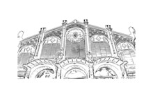 Building  View With Landmark Of Valencia Is The
City In Spain. Hand Drawn Sketch Illustration In Vector.