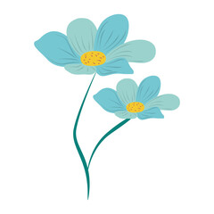 Sticker - blue flowers floral nature isolated icon vector