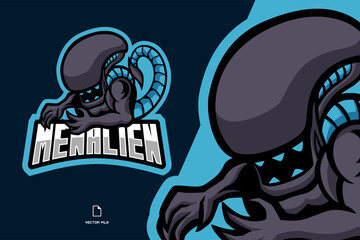 alien predator mascot esport logo illustration template
