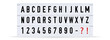 Alphabet, font displayed on a vintage letter board light box. Vector illustration.