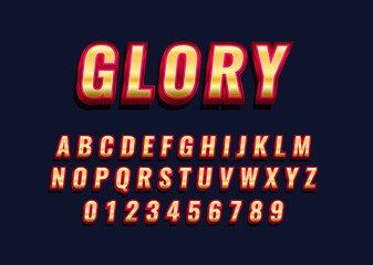 Poster - glory gold red font effect. set of alphabet character and number in gold metal style for logo templa