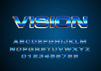 Poster - Metal font alphabet collection. Text effect with metallic style for game, movie poster, typography