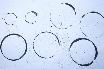 Poster -  Set of black stains isolated on white paper background.