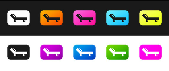 Sticker - Set Sunbed icon isolated on black and white background. Sun lounger. Vector.