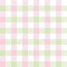 Gingham Pattern Spring In Pastel Pink, Green, White. Seamless Light Vichy Check Graphic For Dress, Picnic Tablecloth, Gift Wrapping Paper, Scrapbooking, Other Modern Easter Fashion Textile Print.