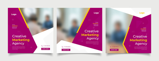 Wall Mural - Creative marketing agency banner for social media post template 