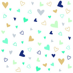 Canvas Print - blue hearts background on white