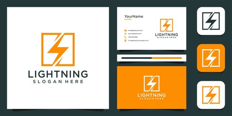 Sticker - Lightning flash logo and business card design