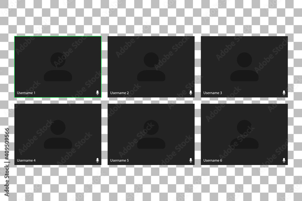 Video conferencing user interface. Video call screen interface template ...