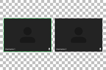 Poster - Video conferencing user interface. Video call screen interface template. Application for social communication. Video conferencing window overlay. two users. On white background.