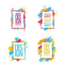 Poster - Vector frame for text Modern Art graphics for hipsters . dynamic frame stylish geometric black background with gold. element for design business cards, invitations, gift cards, flyers and brochures