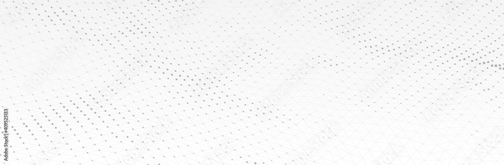 White Gray background. 3d dotted surface. Futuristic landscape. Technology presentation backdrop. Vector illustration  - obrazy, fototapety, plakaty 