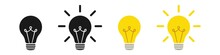 Lamp Icons Set. Idea Lamp Icon Collection. Flat Style - Stock Vector